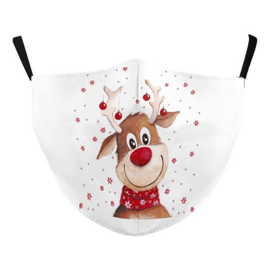 Fabric Face Mask - Rudolph (White)