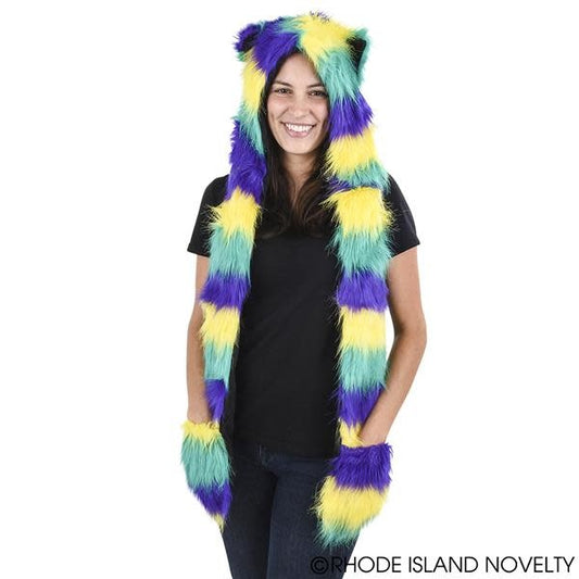 Mardi Gras Furry Scarf Hat