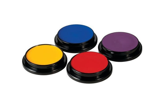 4 Ben Nye Creme Colors in blue, red, yellow, and purple.