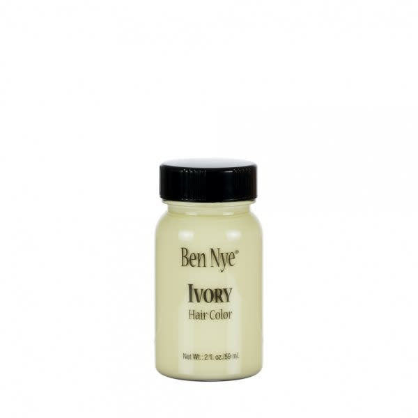 Ben Nye hair color in Ivory in a 2 oz bottle.