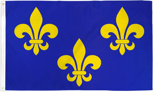 Mardi Gras Flag (3x5Ft): 3 Fleur De Lis - Blue