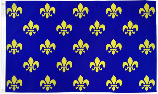 Mardi Gras Flag (3x5Ft): Multi Fleur De Lis - Blue