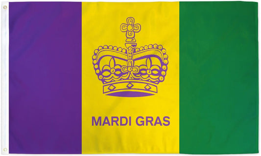 Mardi Gras Flag (3x5ft) - Crown