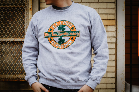 My Two Favorite Saints, St. Louis & St. Patrick (Grey) Sweatshirt