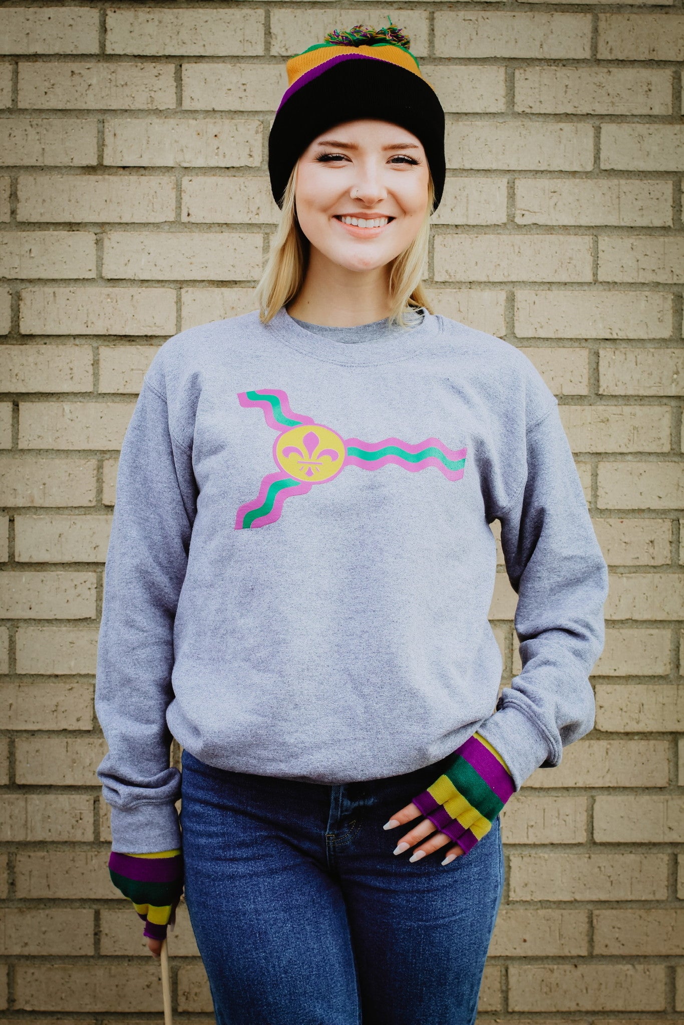 St. Louis Mardi Gras Flag Crewneck