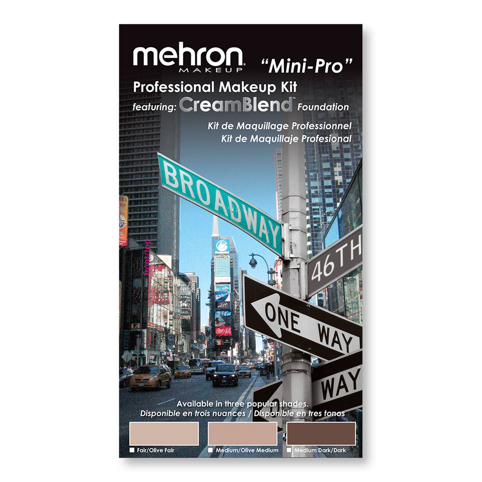 The front of the Mehron Mini-pro professional makeup kit.