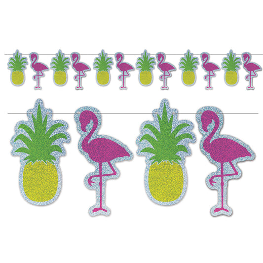Flamingo & Pineapple Streamer Banner (9"x8')