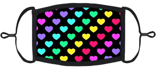 Adjustable Fabric Face Mask: Rainbow Hearts (1pk.)
