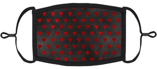 Adjustable Fabric Face Mask: Gothic Red Hearts (1pk.)