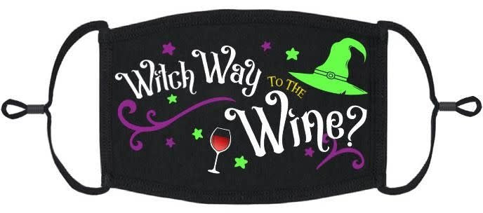 Adjustable Fabric Face Mask: Witch Way to the Wine? (1pk.)