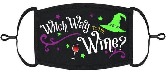 Adjustable Fabric Face Mask: Witch Way to the Wine? (1pk.)
