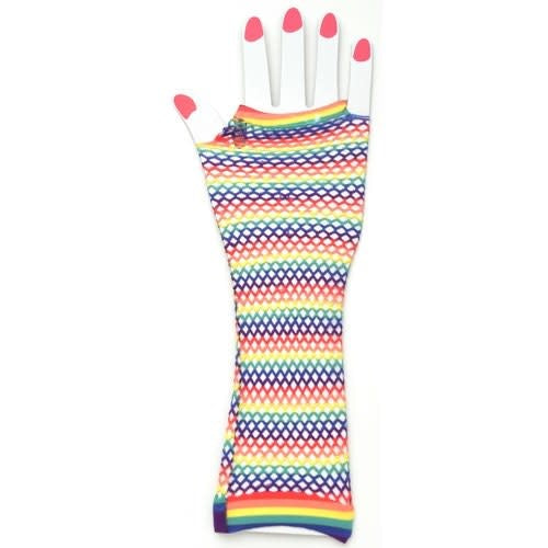 Fishnet Gloves (Long) - Rainbow