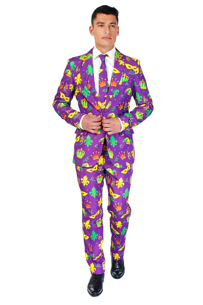 Mardi Gras Icons Mens Suit (Purple)