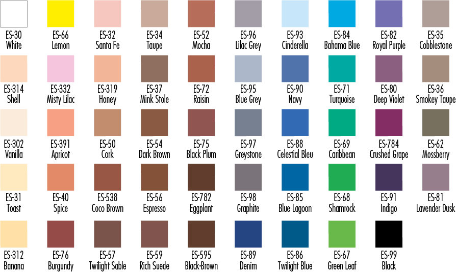 A chart of some of the different shades of Ben Nye Pressed eye shadow.