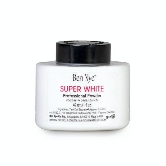 A 1.5 oz container of Ben Nye Super White Pro Powder.