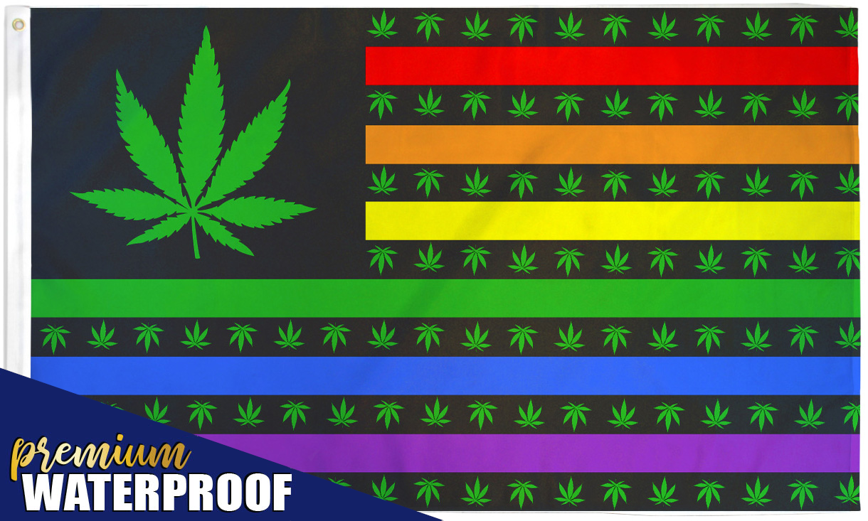Waterproof Flag (3x5Ft) - Marijuana USA (Rainbow)