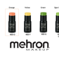 Mehron Cream blend stick in red, orange, yellow, green, and ogre green shades.