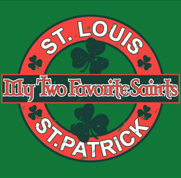The design that is on the front of the "My Two Favorite Saints" St. Patrick's Day sweatshirt. 