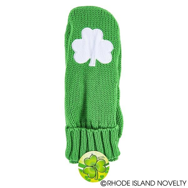 A single St. Patrick's Day mitten with a shamrock on it. 