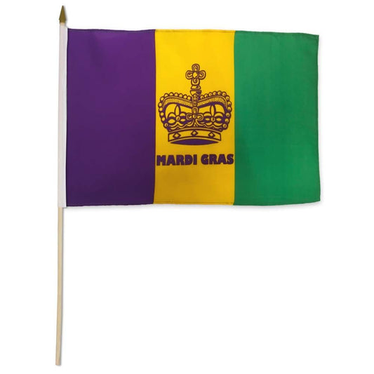 Mardi Gras Stick Flag (12x18in) - Crown