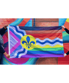 Another view of the St. Louis inclusive Pride Flag.