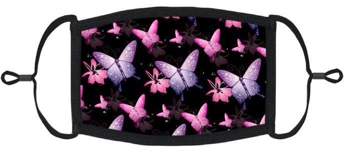 Youth Fabric Face Mask: Pink/ Purple Butterflies (1 pk.)